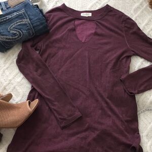 Ultra Flirt | Long Sleeve Cut Out Maroon Top | M